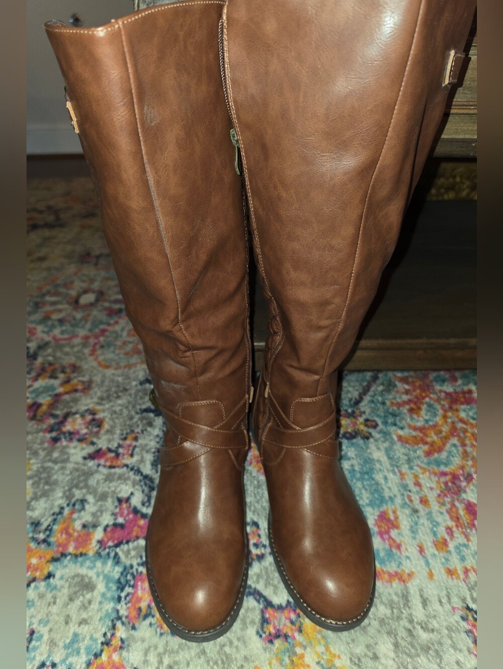 Women’s Wide-Calf Tall Riding Boots in Brown